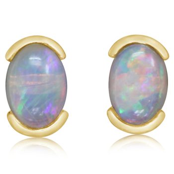 14K White Gold Australian Opal Earrings