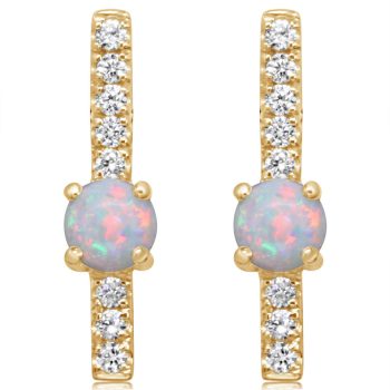 14K Yellow Goldaustralian Opal/Diamond Earrings