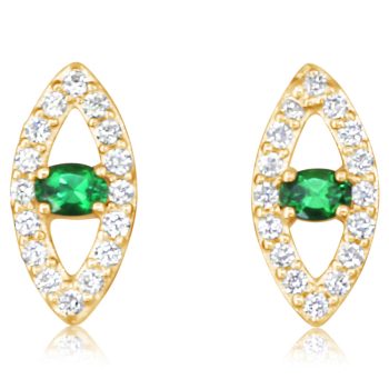 14K Yellow Gold Tsavorite/Diamond Earrings