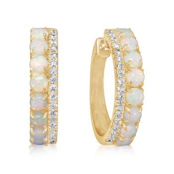 14K Yellow Gold Australian Opal/Diamond Earrings