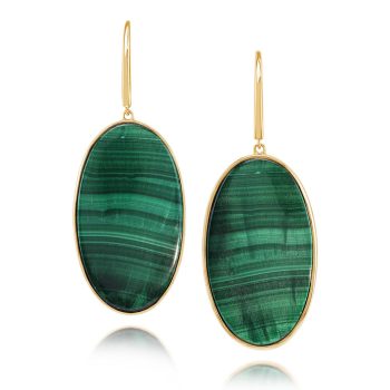 14K Yellow Gold Malachite Earrings