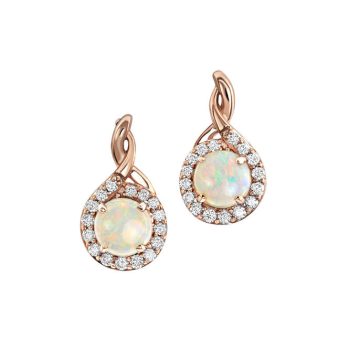 14K White Gold Australian Opal/Diamond Earrings