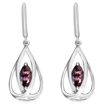 14K White Gold Rhodolite Garnet Earrings
