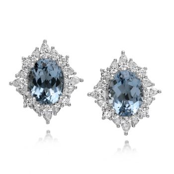 Platinum Aquamarine/Diamond Earrings