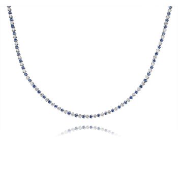 14K White Gold Blue Sapphire/Diamond Neckpiece