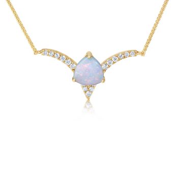 14K Yellow Gold Australian Opal/Diamond Neckpiece