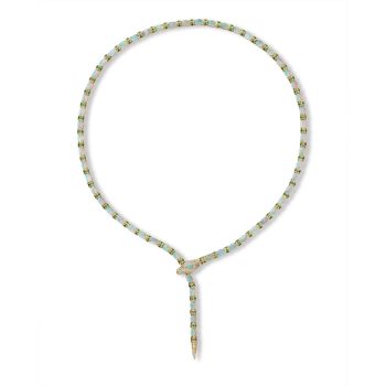 18K Yellow Gold Australian Opal/Tsavorite/Diamond Snake Neckpiece