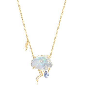 14K Yellow Gold Mexican Fire Opal Cloud Neckpiece