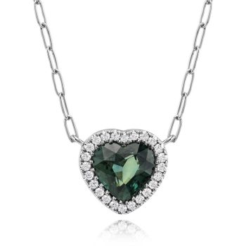 Platinum Blue Green Sapphire Neckpiece