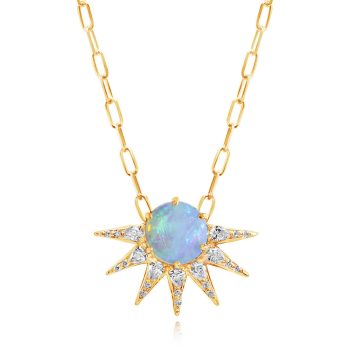 14K Yellow Gold Australian Opal/Diamond Neckpiece