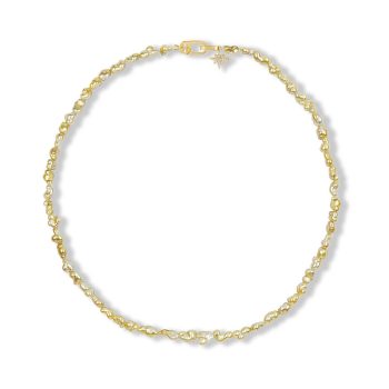 14K Yellow Gold Keshi Golden South Sea Pearl/Diamond Strand