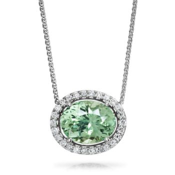 14K White Gold Mint Garnet/Diamond Neckpiece