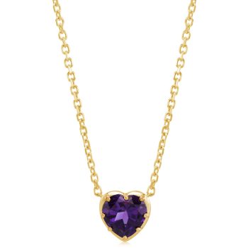 14K Yellow Gold 8mm Heart Amethyst Neckpiece