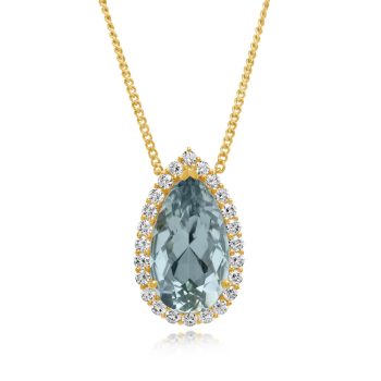 14K Yellow Gold Aquamarine/Diamond Neckpiece