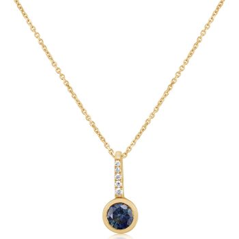 14K Yellow Gold Montana Sapphire/Diamond Pendant