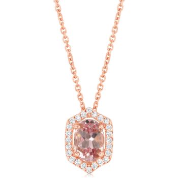 14K Rose Gold Lotus Garnet/Diamond Pendant