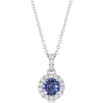 14K White Gold Sapphire/Diamond Pendant