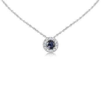 14K White Gold Montana Sapphire/Diamond Pendant