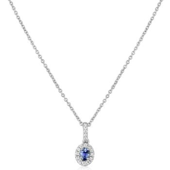 14K White Gold Yogo Sapphire/Diamond Pendant