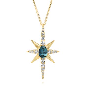 14K Yellow Gold Montana Sapphire/Diamond Star Pendant