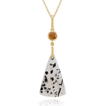 14K Yellow Gold Montana Agate/Fancy Montana Sapphire Pendant