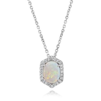 14K White Gold Australian Opal/Diamond Pendant
