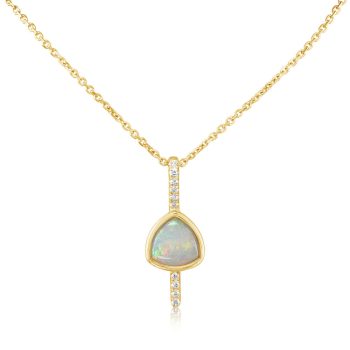 14K Yellow Gold Australian Opal/Diamond Pendant