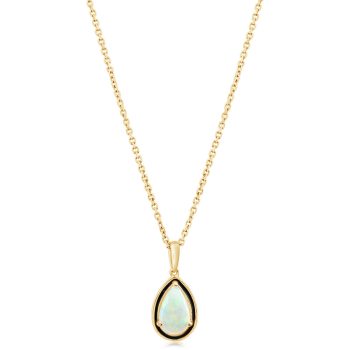 14K Yellow Gold Australian Opal Pendant with Black Enamel