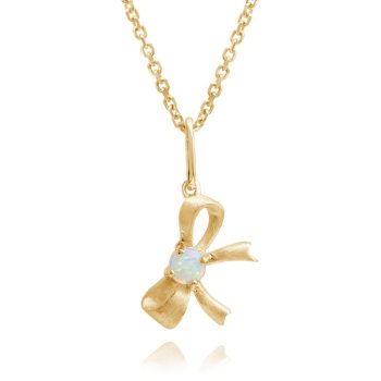 14K Yellow Gold Australian Opal Bow Pendant