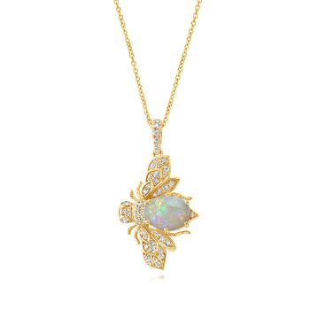 14K Yellow Gold Australian Opal/Diamond Bee Pendant