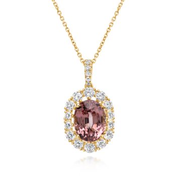 18K Yellow Gold Lotus Garnet/Diamond Pendant