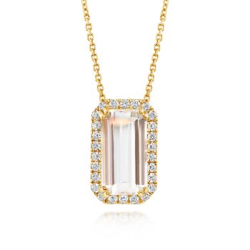 18K Yellow Gold Rainbow Moonstone/Diamond Pendant