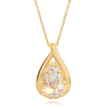18K Yellow Gold Rainbow Moonstone Pendant