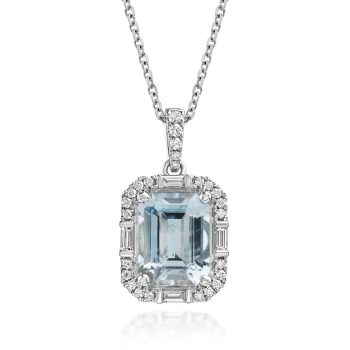 Platinum Aquamarine/Diamond Pendant