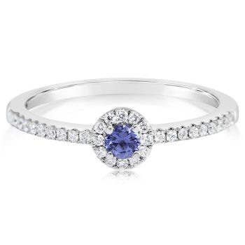 14K White Gold Yogo Sapphire/Diamond Ring