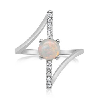14K White Gold Australian Opal/Diamond Ring