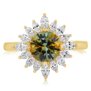 18K Yellow Gold Montana Sapphire/Diamond Ring