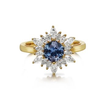 18K Yellow Gold Montana Sapphire/Diamond Ring