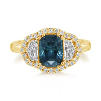 18K Yellow Gold Montana Sapphire/Diamond Ring