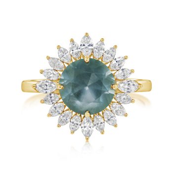 18K Yellow Gold Montana Sapphire/Diamond Ring