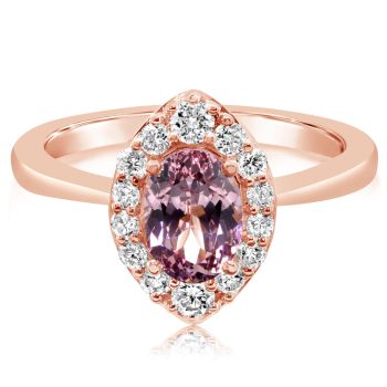 14K Rose Gold Lotus Garnet/Diamond Ring