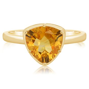 14K Yellow Gold 9mm Trillion Citrine Ring