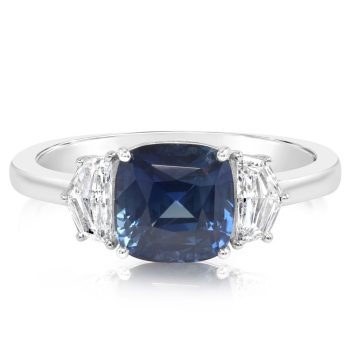 Platinum Ceylon Sapphire/Diamond Ring