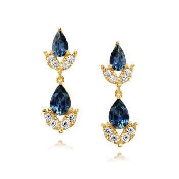 18K Yellow Gold Montana Sapphire/Diamond Earrings