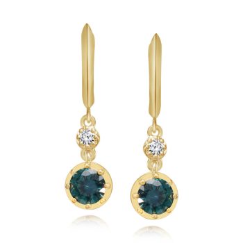 14K Yellow Gold Montana Sapphire/Diamond Earrings