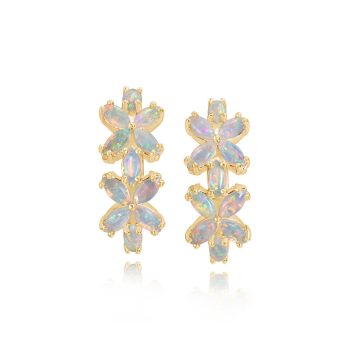 18K Yellow Gold Australian Opal Earrings