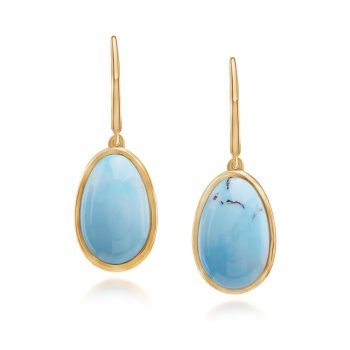 14K Yellow Golden Hills Turquoise Earrings