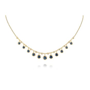 14K Yellow Gold Montana Sapphire/Diamond Neckpiece