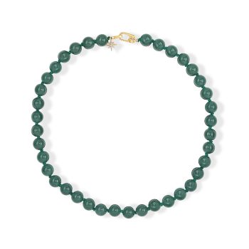 14K Yellow Gold 7.5" Guatemalan Jade/Diamond Neckpiece