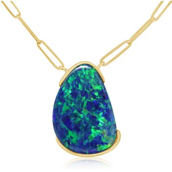 14K Yellow Gold Australian Opal Doublet Neckpiece